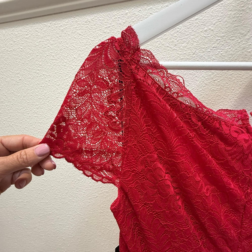 Lulu's Red Lace Maxi Dress - Picture 5 of 5